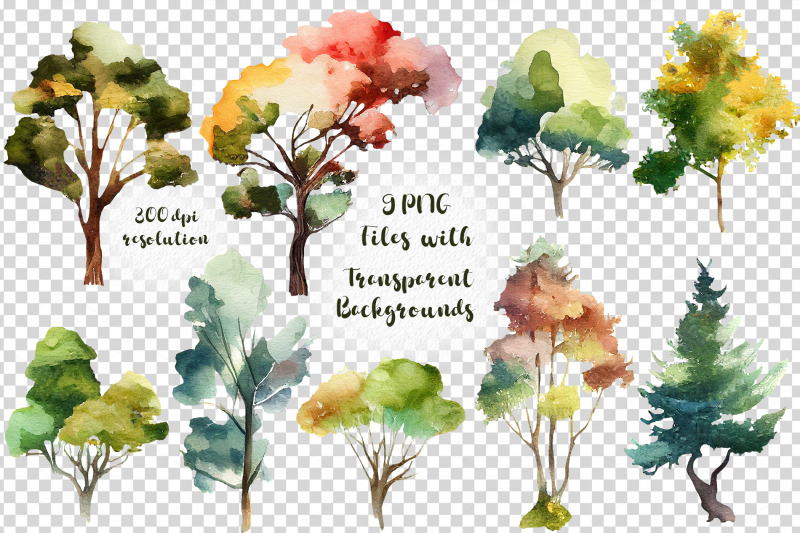 watercolor-trees-clipart-plant-clipart