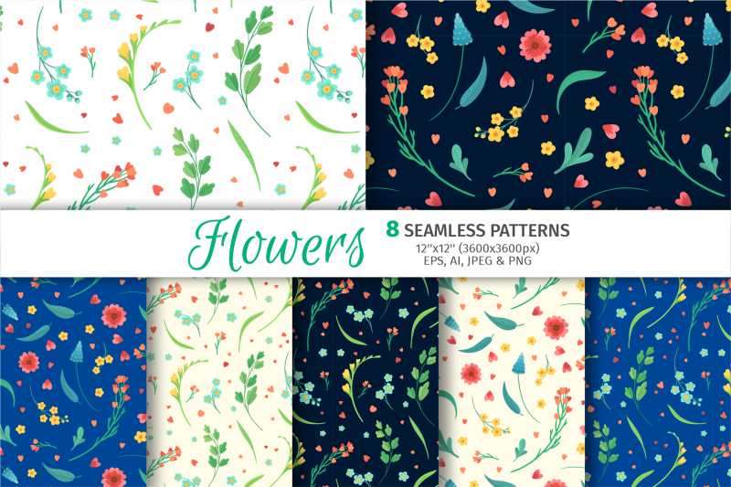 spring-flowers-seamless-patterns