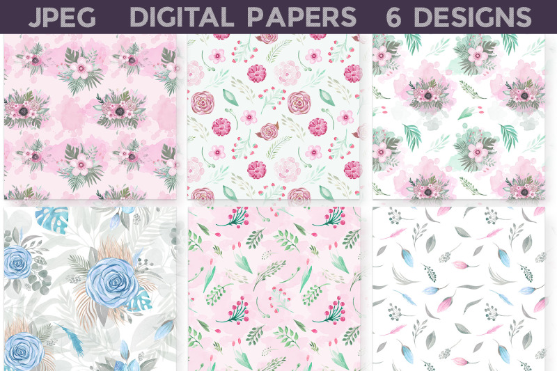 pastel-floral-digital-paper-pink-flowers-siamless-pattern