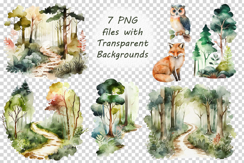 forest-clipart-watercolor-path