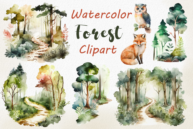 forest-clipart-watercolor-path