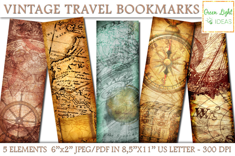 printable-vintage-travel-bookmarks-junk-journal-old-maps-bookmarks