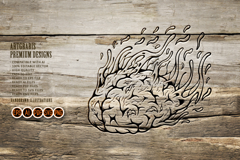 scary-dripping-monster-zombie-brain-logo-illustrations-outline