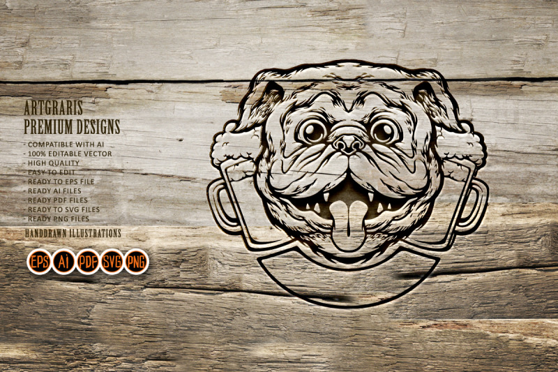 funny-bulldog-joint-beer-glass-logo-illustrations-monochrome