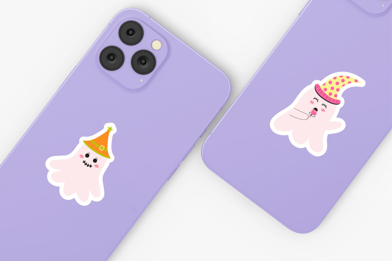 cute-pink-halloween-ghosts-stickers-set