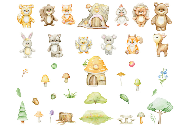 woodland-animals-watercolor-clipart-forest-animal-baby-shower-clip-a