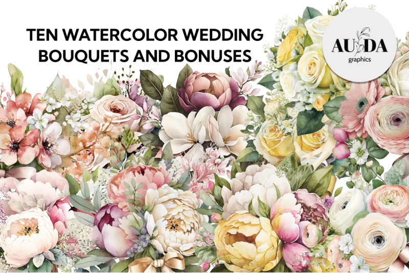 ten-watercolor-wedding-bouquets-amp-bonuses