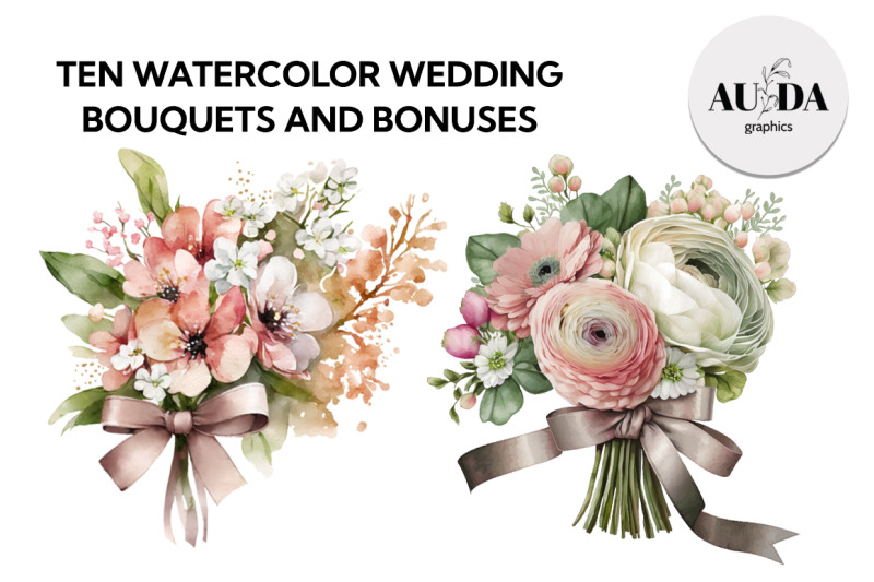 ten-watercolor-wedding-bouquets-amp-bonuses