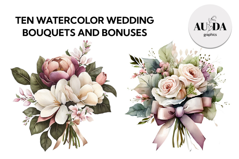 ten-watercolor-wedding-bouquets-amp-bonuses