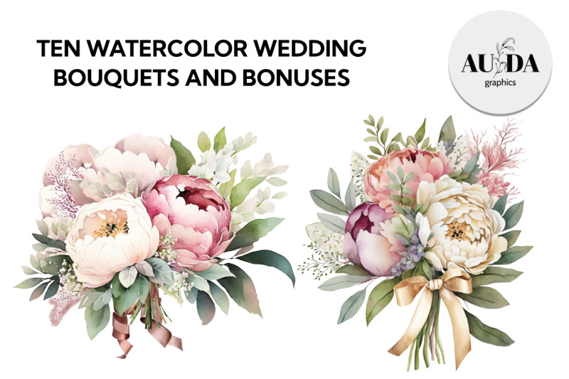 ten-watercolor-wedding-bouquets-amp-bonuses