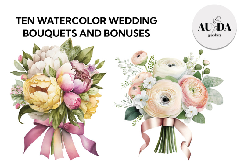 ten-watercolor-wedding-bouquets-amp-bonuses