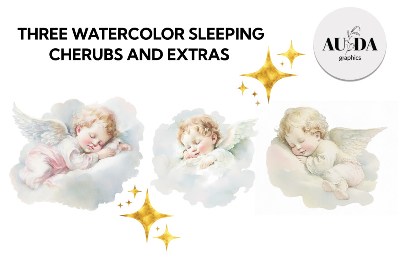 three-watercolor-sleeping-cherubs-and-extras