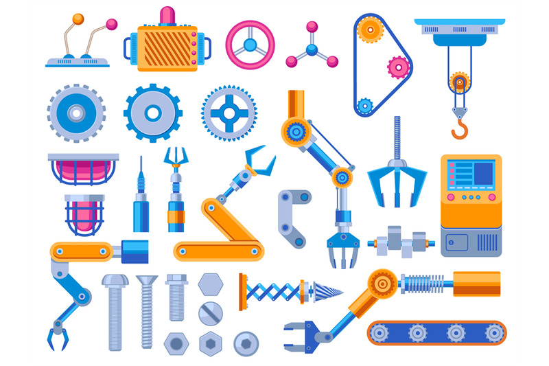 machine-elements-mechanism-gear-parts-flat-style-machinery-industria