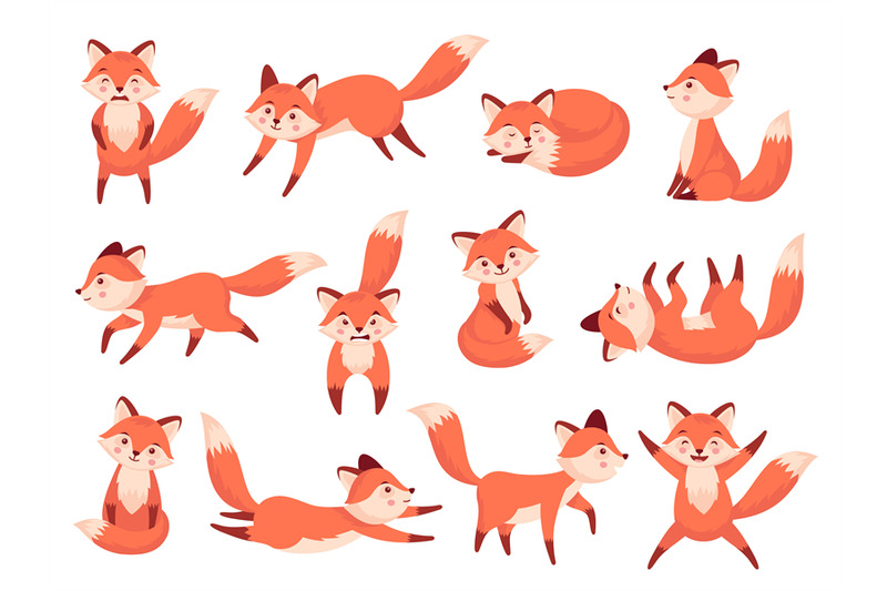 cute-fox-cartoon-red-forest-animals-with-various-emotions-funny-craf