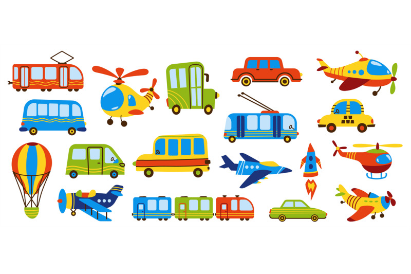 childish-transport-cute-cartoon-train-taxi-car-plane-blimp-hot-air-ba