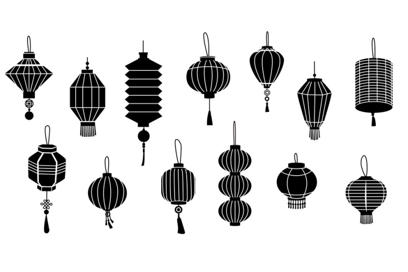 black-asian-lanterns-simple-chinese-paper-lamps-silhouettes-traditio