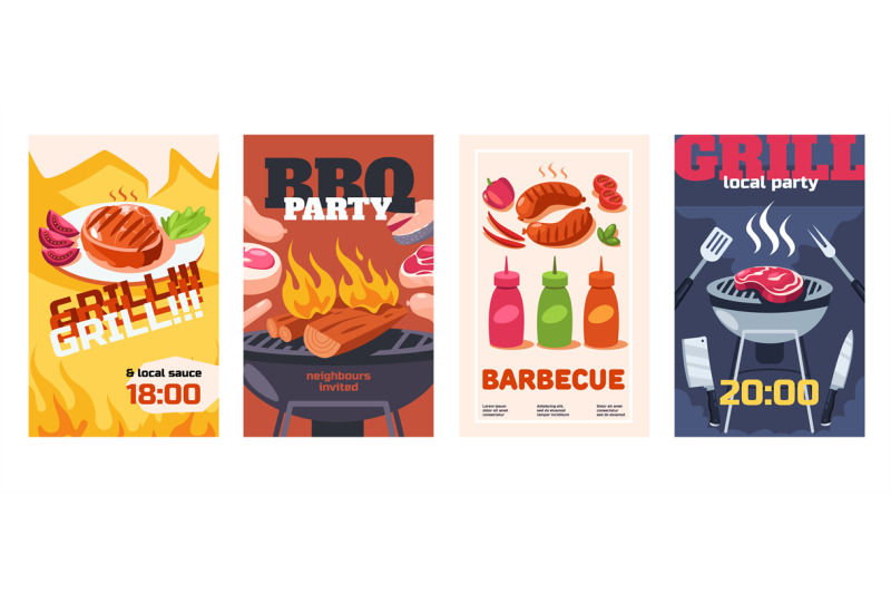 grill-party-poster-barbecue-flyer-templates-with-equipment-for-cookin