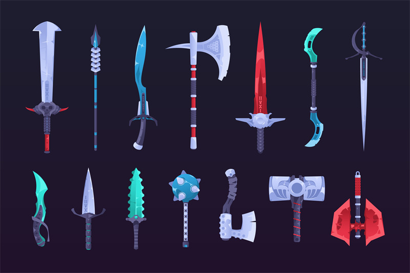 game-weapon-colorful-fantasy-warrior-battle-attack-ammunition-knife-s