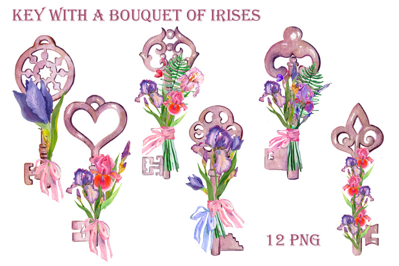 key-with-irises-bouquet-sublimation