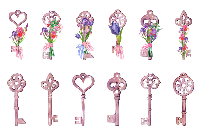 key-with-irises-bouquet-sublimation