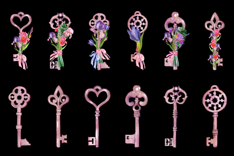 key-with-irises-bouquet-sublimation