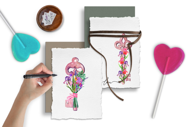 key-with-irises-bouquet-sublimation