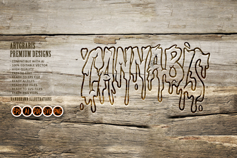 dripping-word-cannabis-lettering-typography-logo-silhouette