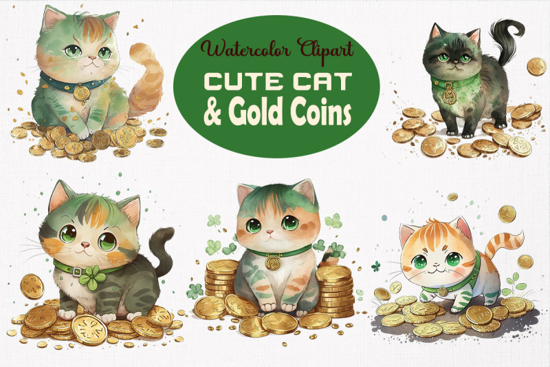 cat-amp-coins-st-patrick-039-s-day-clipart-bundle