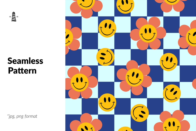 checkered-background-with-smile-face
