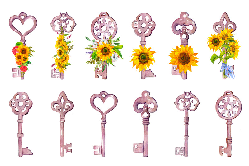 key-with-sunflowers-bouquet-sublimation