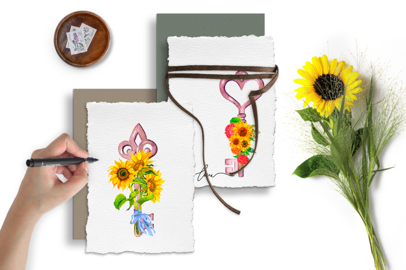 key-with-sunflowers-bouquet-sublimation