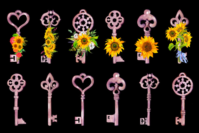 key-with-sunflowers-bouquet-sublimation