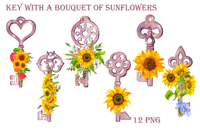 key-with-sunflowers-bouquet-sublimation