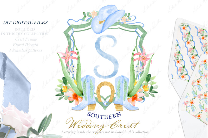 southern-wedding-family-crest-diy-blue-orange-green