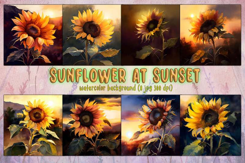 sunflower-at-sunset-watercolor