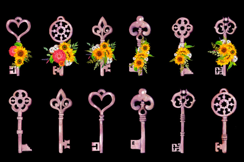 key-with-sunflowers-bouquet-sublimation