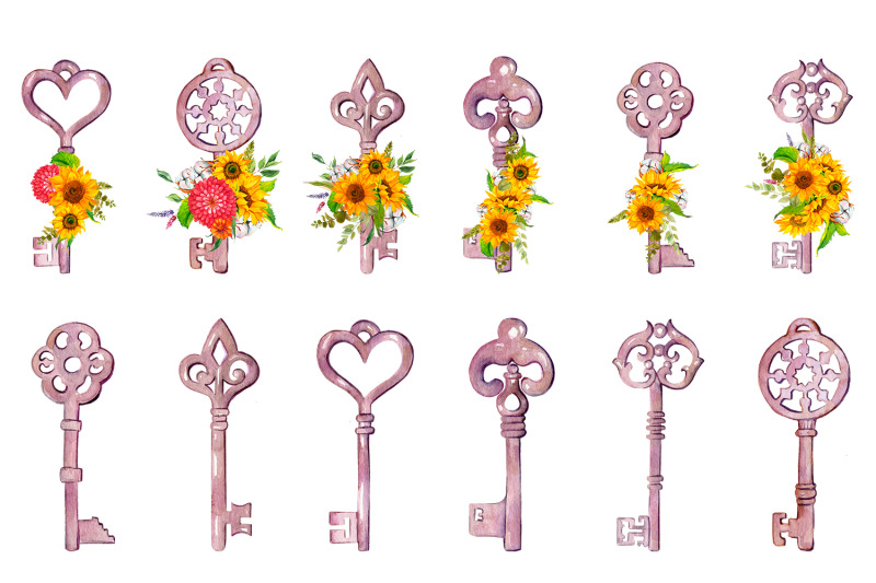 key-with-sunflowers-bouquet-sublimation