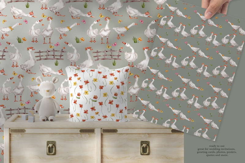 watercolor-geese-clipart-and-seamless-pattern-set