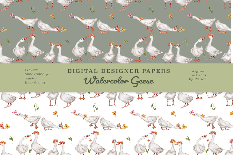 watercolor-geese-clipart-and-seamless-pattern-set