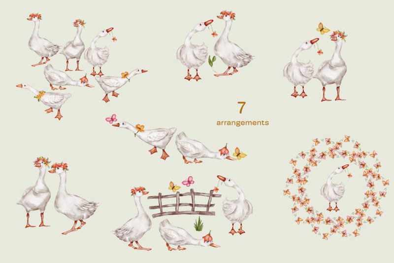 watercolor-geese-clipart-and-seamless-pattern-set