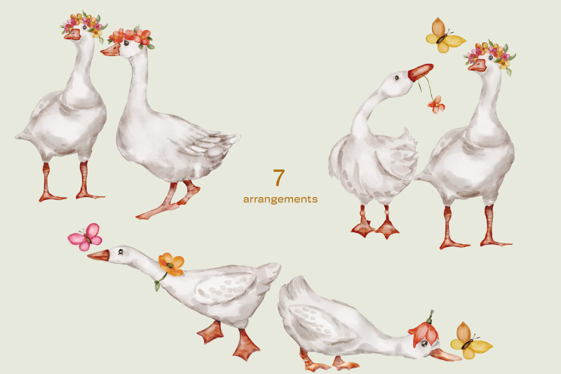 watercolor-geese-clipart-and-seamless-pattern-set