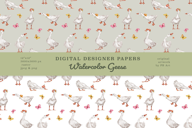 watercolor-geese-clipart-and-seamless-pattern-set