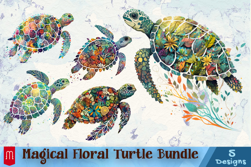 magical-floral-turtle-cliparts-bundle