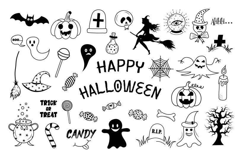halloween-doodle-svg-clipart-set