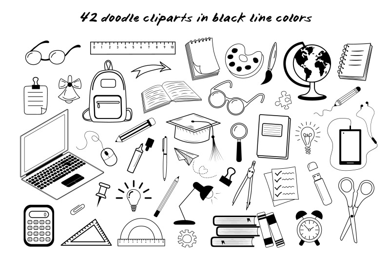 school-doodle-icons-clip-art-line-art-design