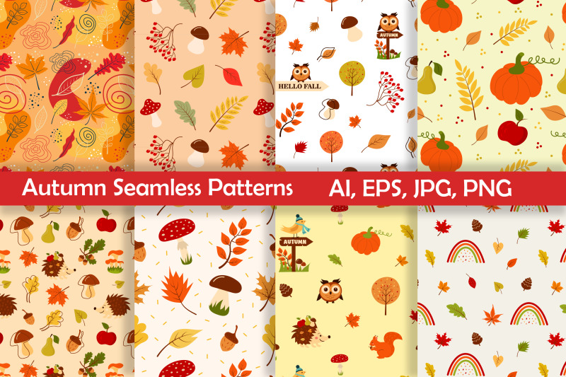 autumn-seamless-patterns