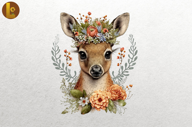 watercolor-deer-and-flowers