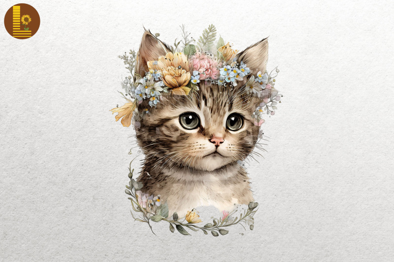 watercolor-cat-and-flowers-2