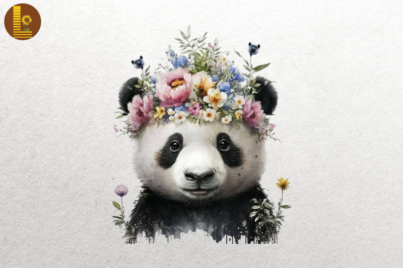 watercolor-panda-and-flowers-3