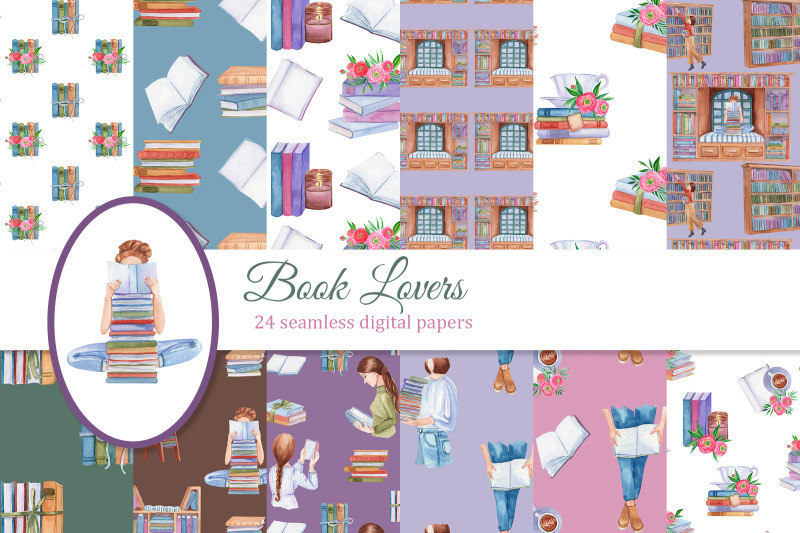 book-lovers-digital-papers-pack